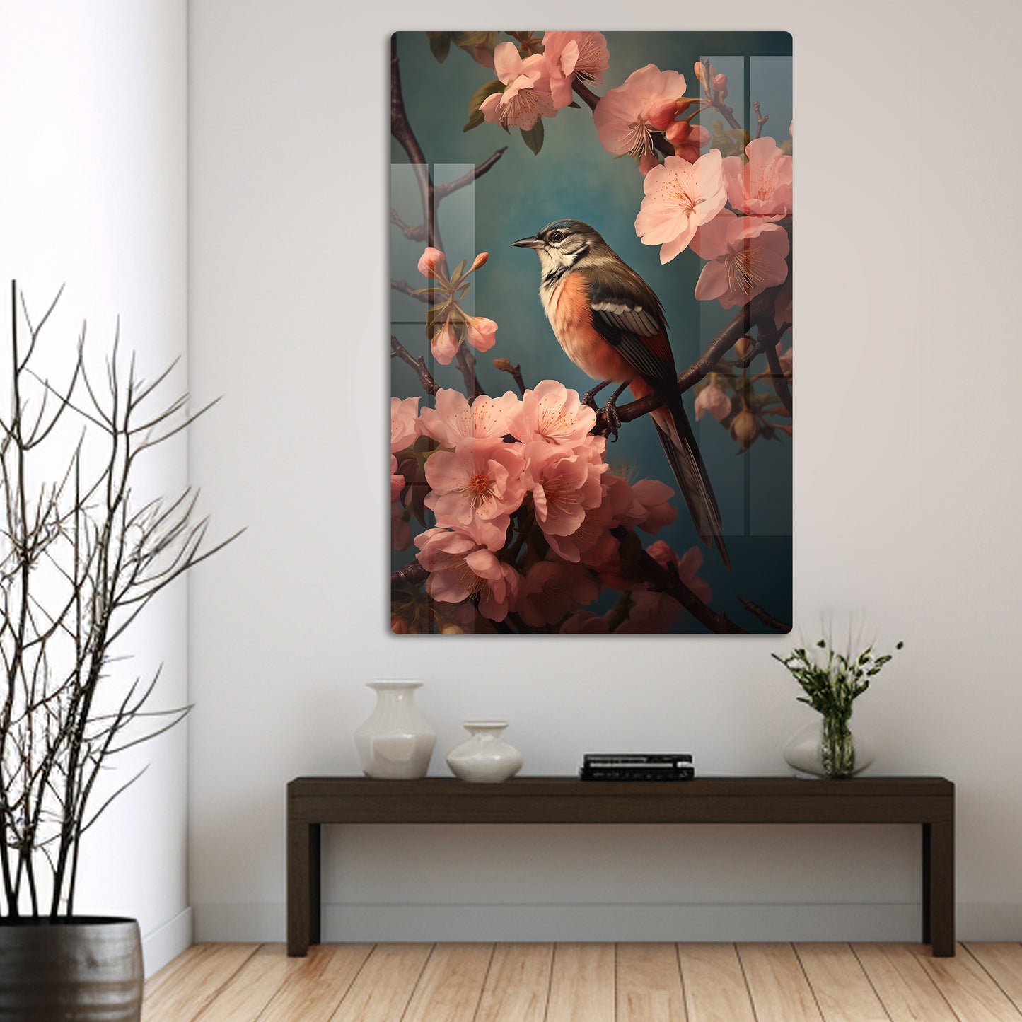 Unveil Avian Grandeur: Bedecked Bird High-Resolution Acrylic Wall Art