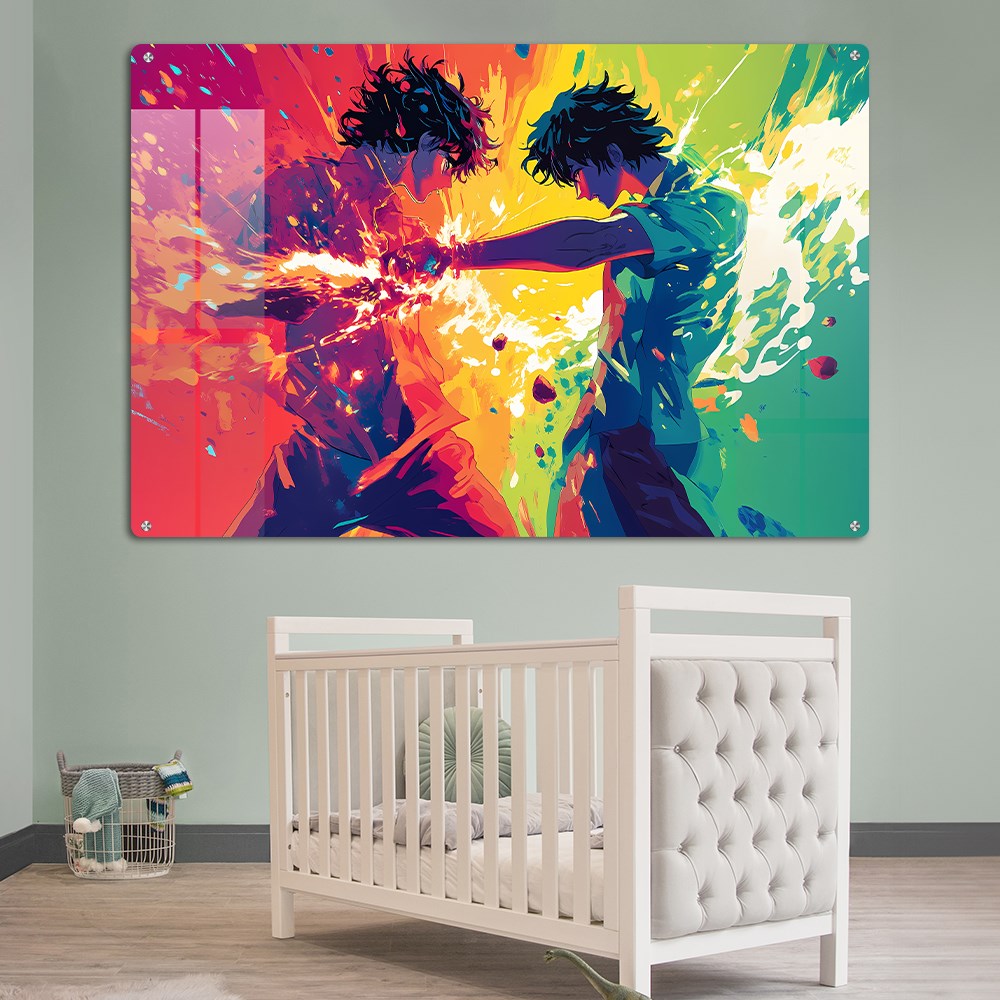 Gen Z Rival Brothers Anime Wall Art: A Fiery Rivalry