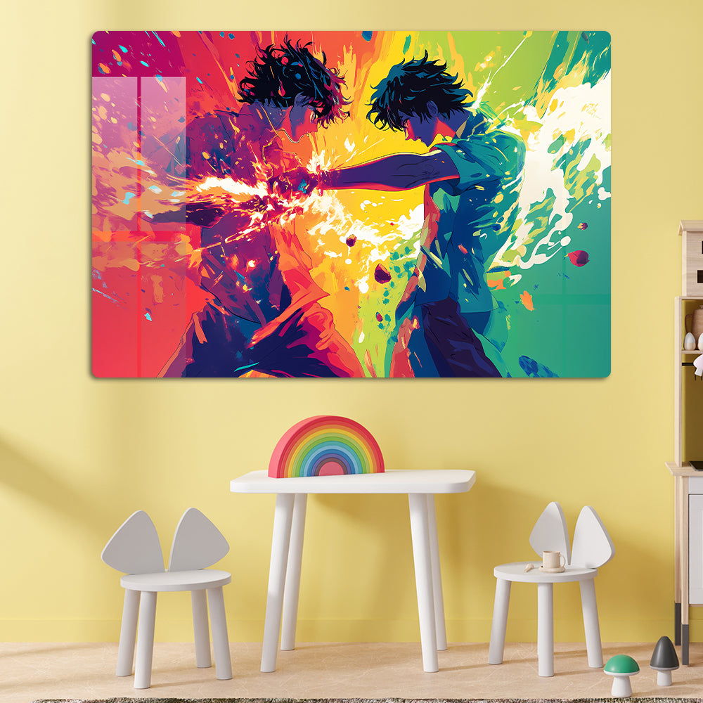 Gen Z Rival Brothers Anime Wall Art: A Fiery Rivalry