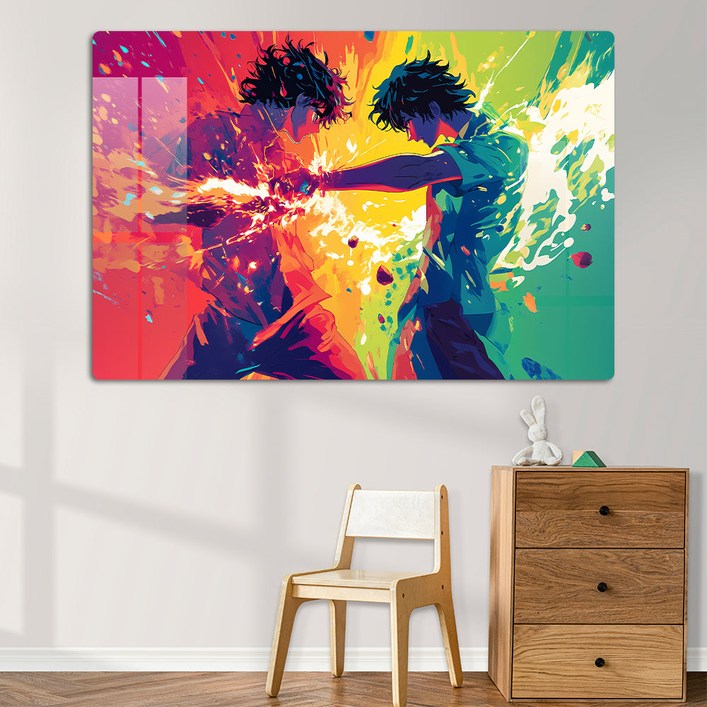 Gen Z Rival Brothers Anime Wall Art: A Fiery Rivalry