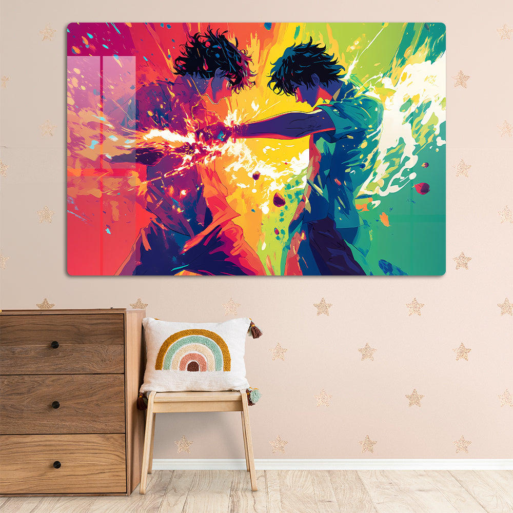 Gen Z Rival Brothers Anime Wall Art: A Fiery Rivalry
