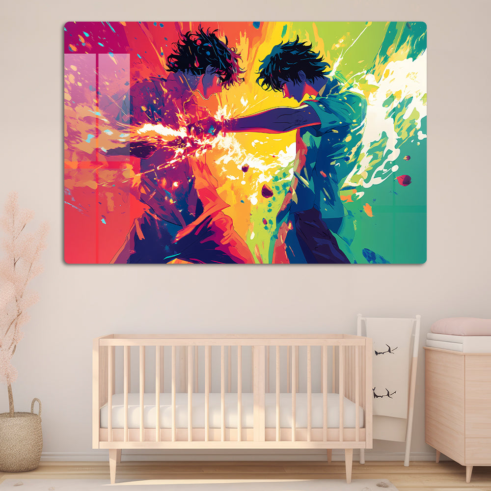 Gen Z Rival Brothers Anime Wall Art: A Fiery Rivalry