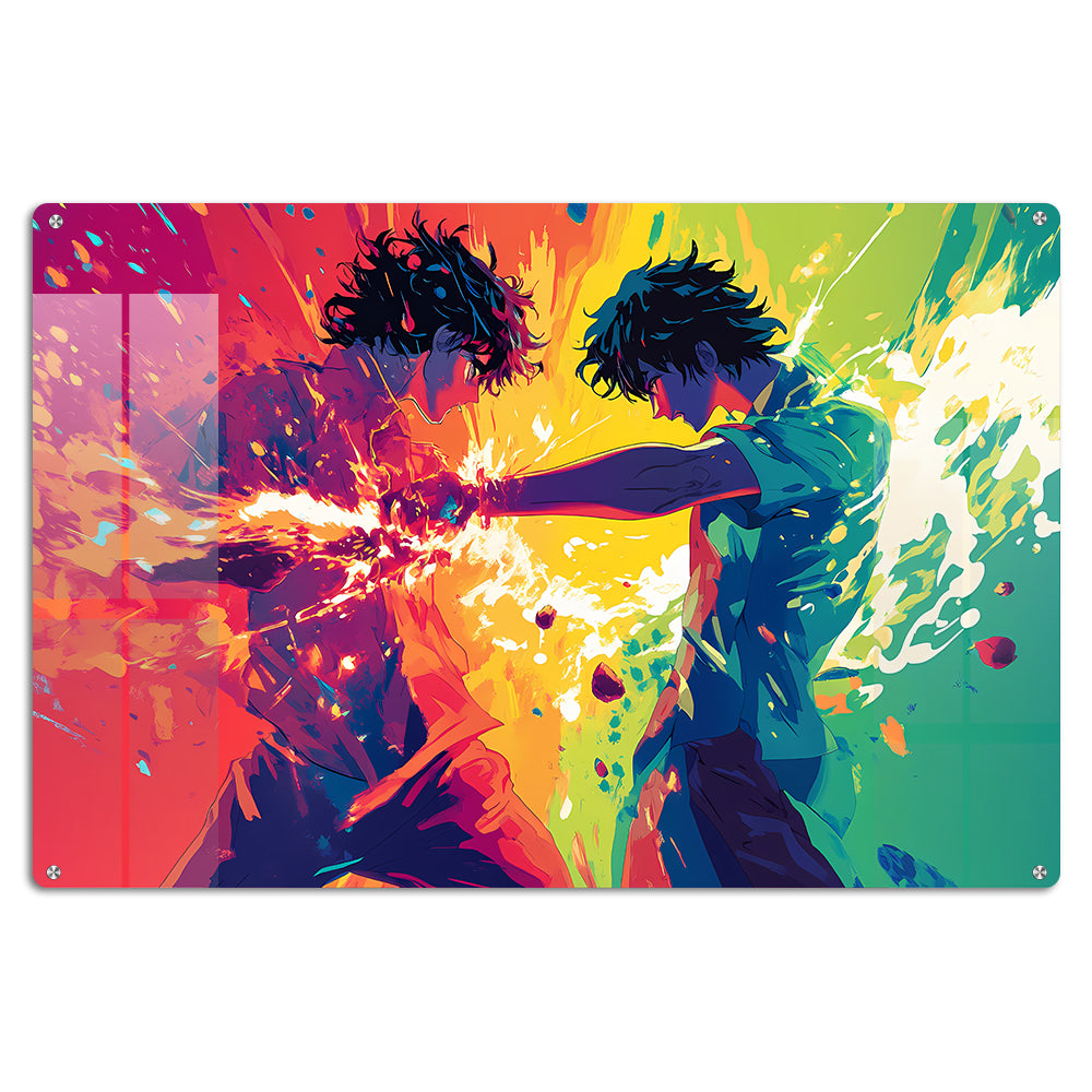 Gen Z Rival Brothers Anime Wall Art: A Fiery Rivalry