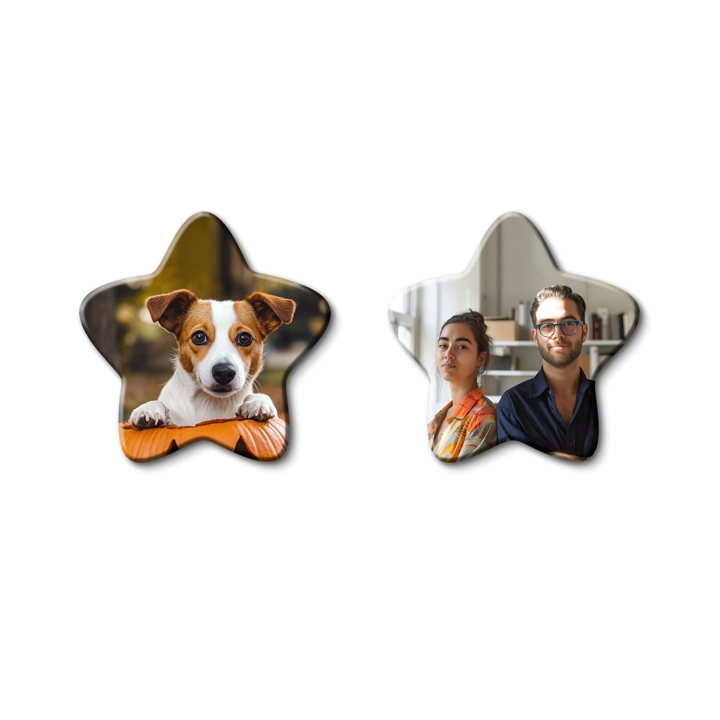 Customized Fridge Magnets Star Shape | 3x3 inch 3mm | Personalized Magnets for Refrigerator, Office, Locker | Decorative Magnetic Stickers for Home & Gifting | Set of 2