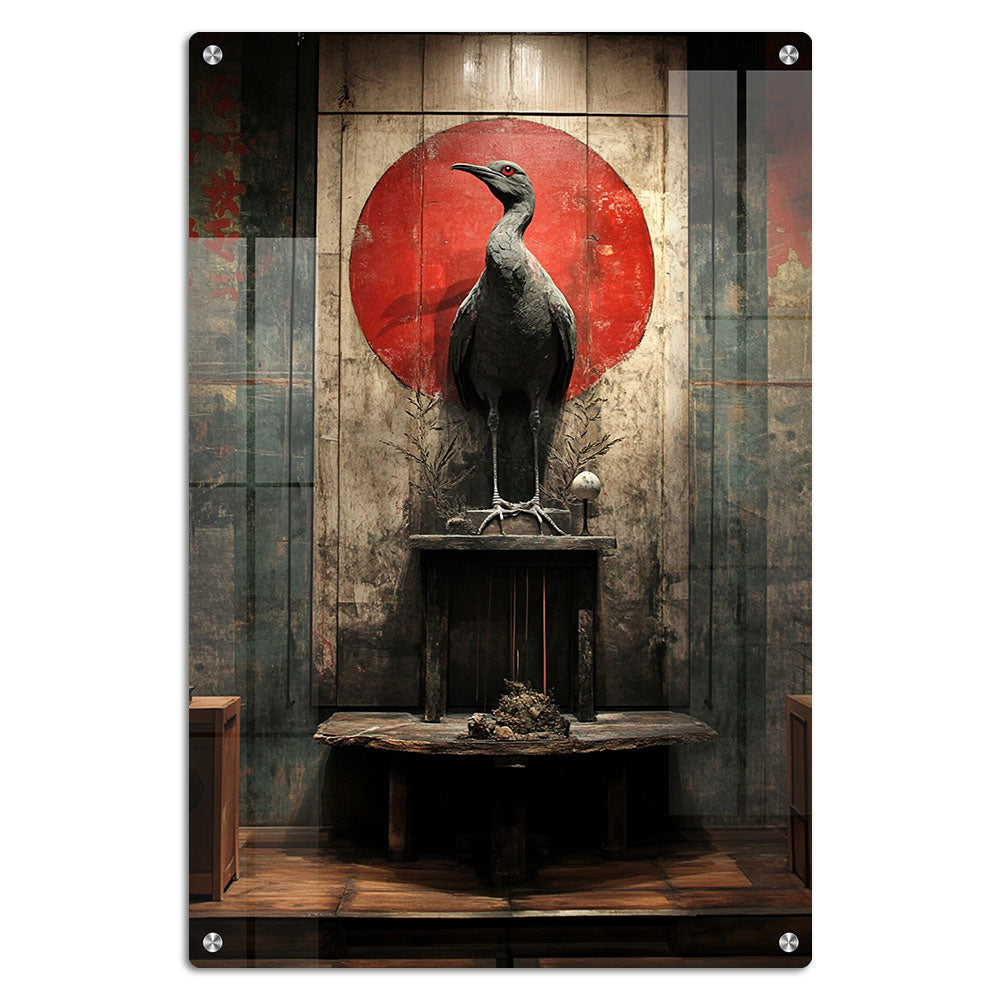 Abstract Chinese Crane Wall Art: A Serene and Elegant Piece