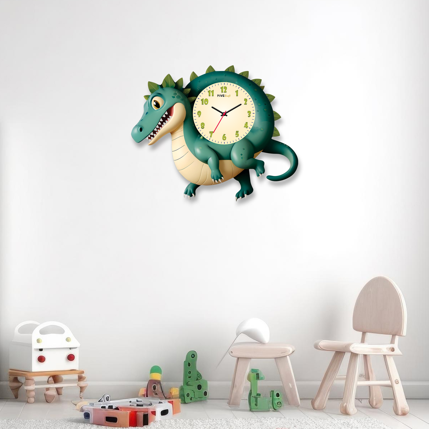 Crocodile Cartoon Wall Clock for Kids' Rooms