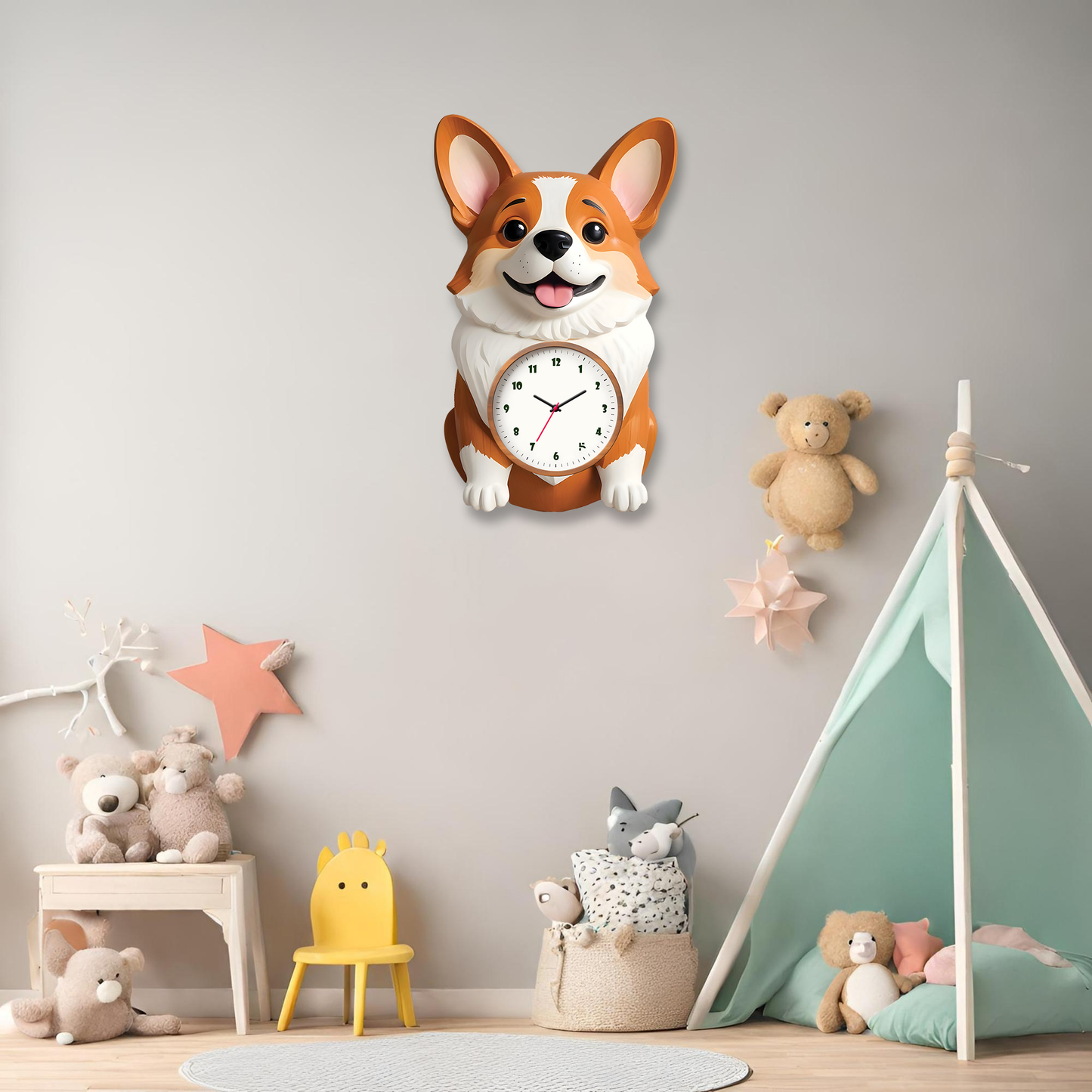 Unleash the Cuteness with the Adorable Puppy Cartoon Wall Clock!