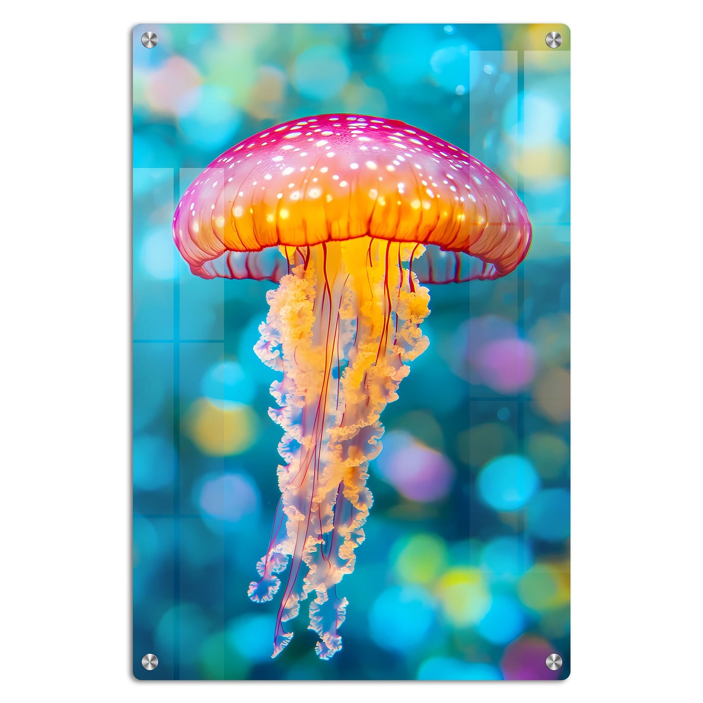Abstract Glowing Jellyfish Wall Art: A Serene and Ethereal Piece