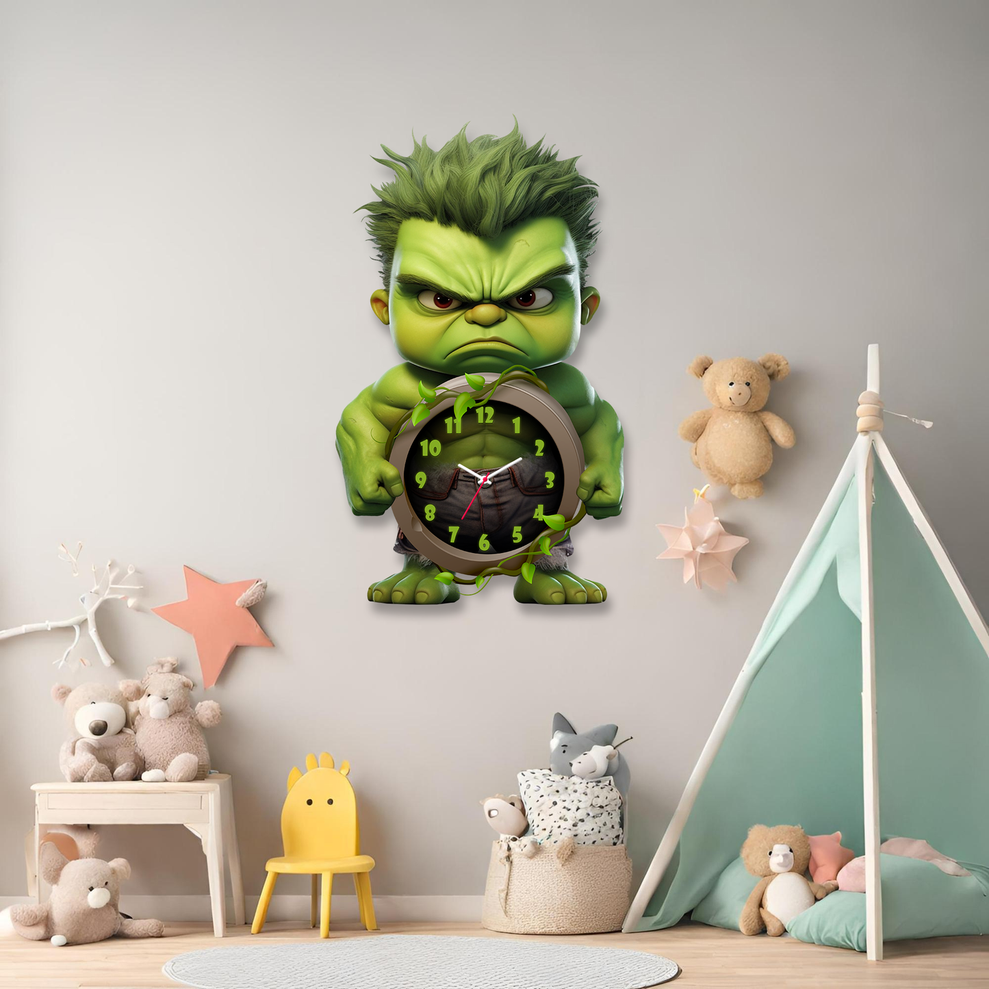 Superhero Theme Wall Clock for Kids Room - Premium Quality