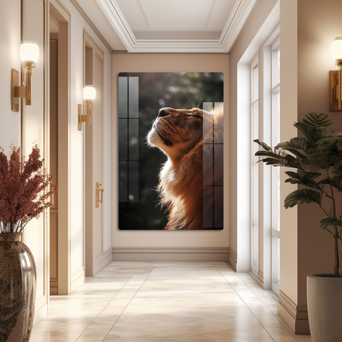 Lion Side Face Close-Up Premium Acrylic Wall Art