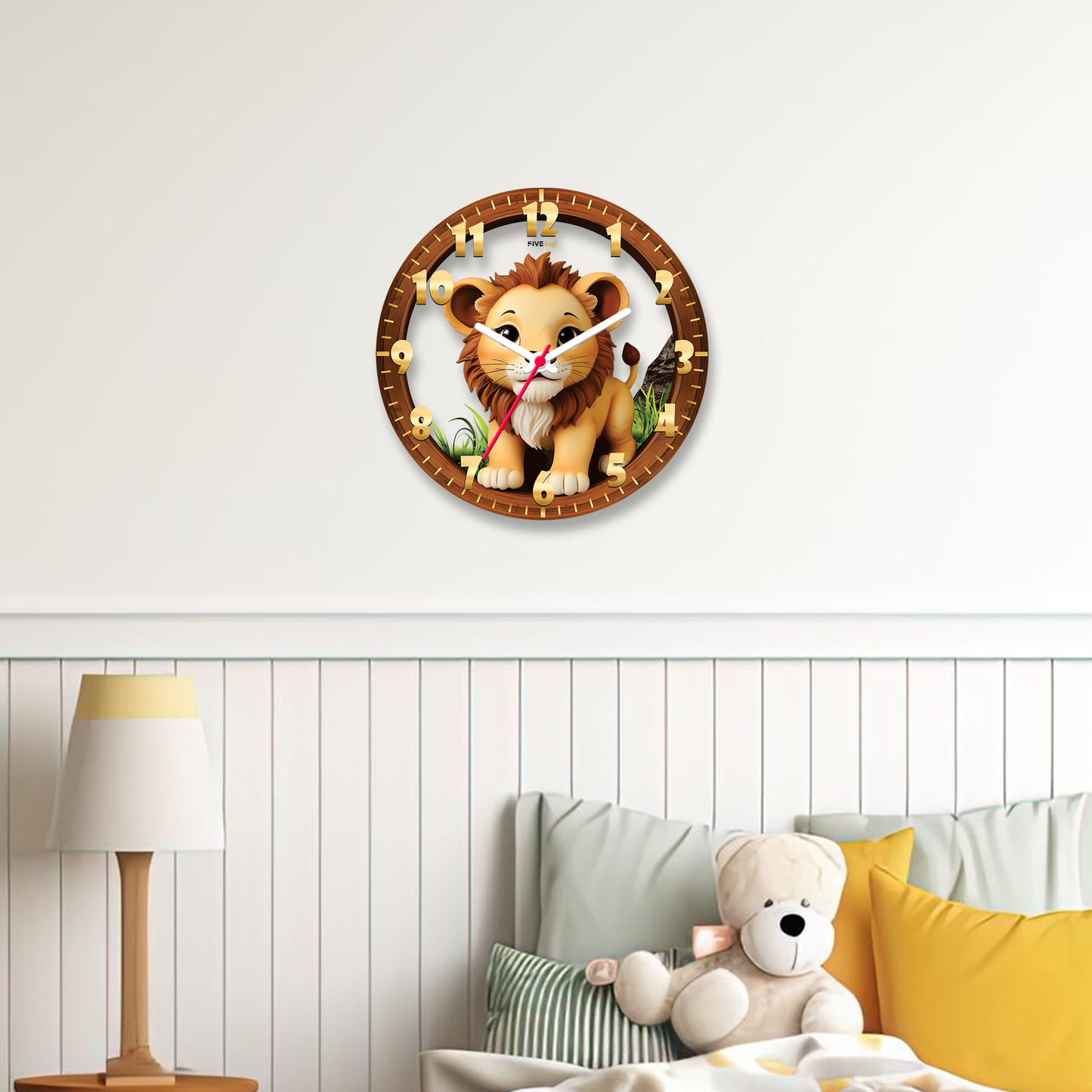 Unleash Your Child's Inner Roar with the Lion Cartoon Wall Clock!