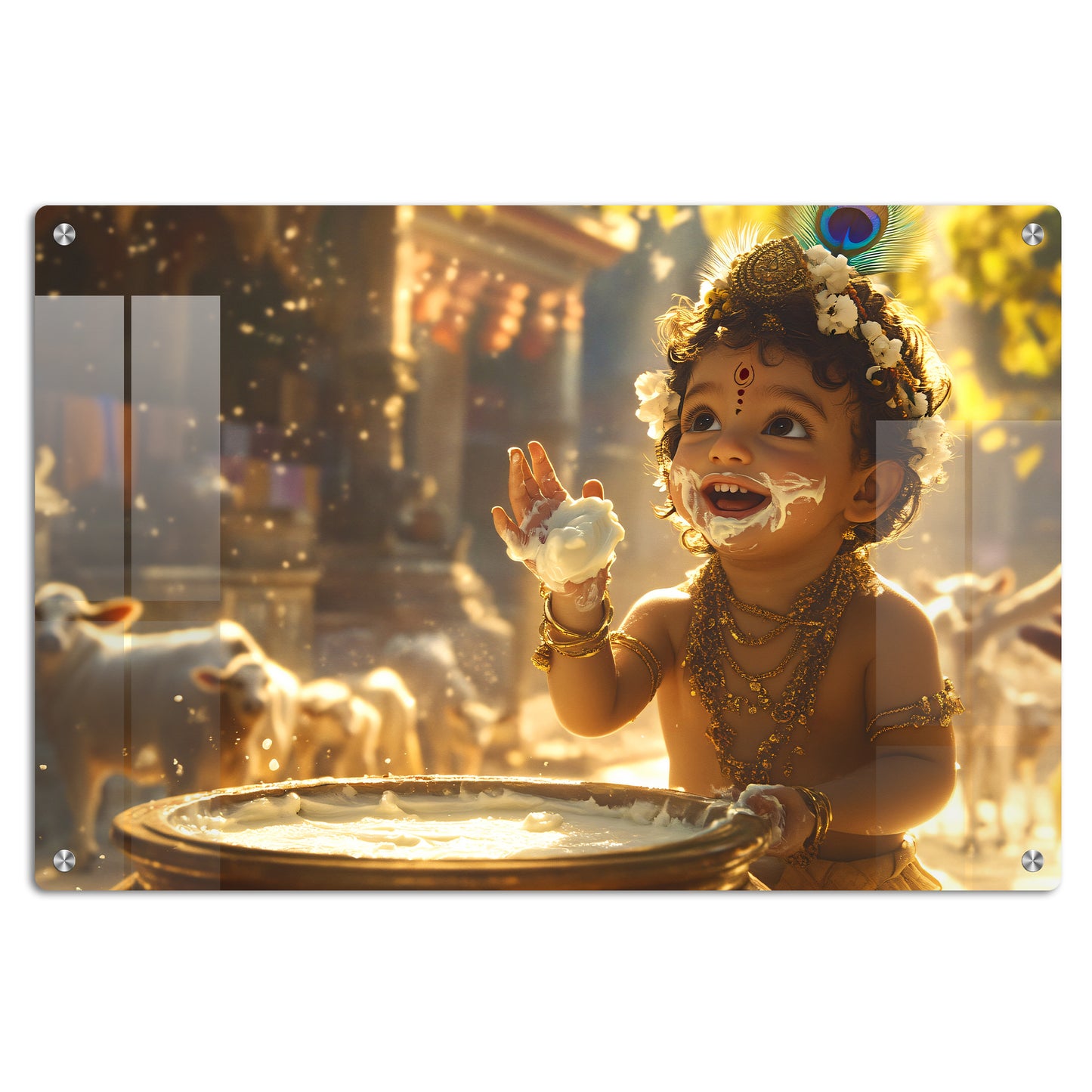 Krishna Playing with Maakhan Wall Art: A Divine and Playful Piece