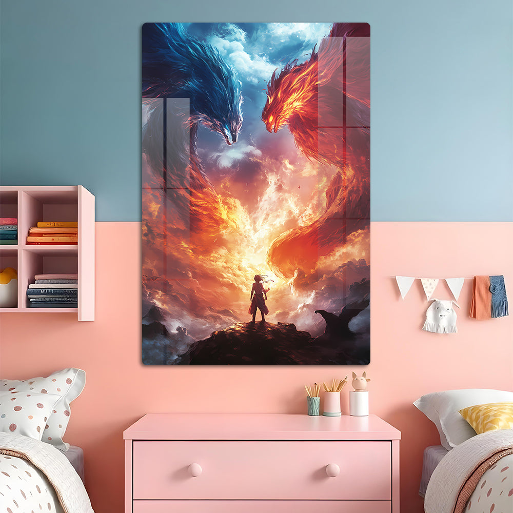 Gen Z Twin Dragon Anime Wall Art: A Legendary Duo