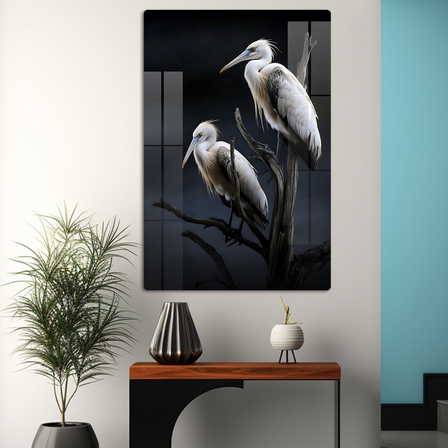 Embrace Serenity: White Egret High-Resolution Acrylic Wall Art