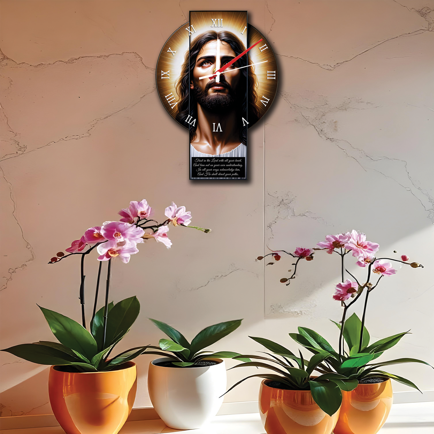 Jesus Wall Clock with Bible Verse and Roman Numerals