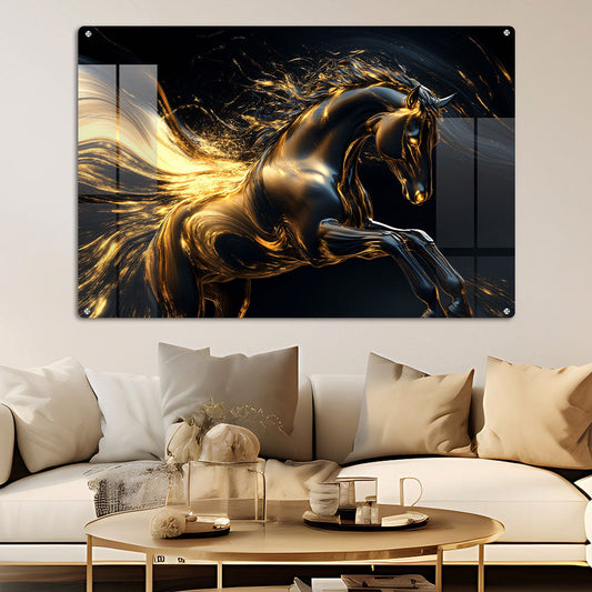 Abstract Black Stallion Wall Art: A Modern and Dynamic Piece