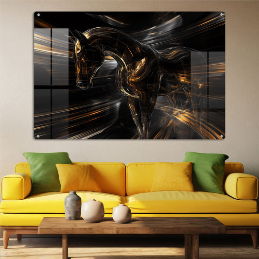 Abstract Black Swift Horse Wall Art: A Dynamic and Modern Piece