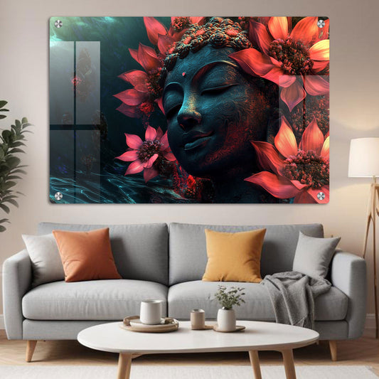 Abstract Blooming Buddha Wall Art: A Serene and Modern Piece