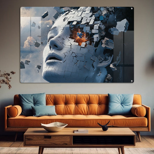 Abstract Breaking Face Wall Art: A Bold and Edgy Piece