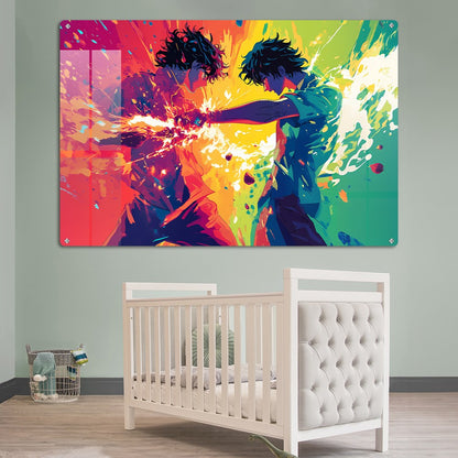 Gen Z Rival Brothers Anime Wall Art: A Fiery Rivalry