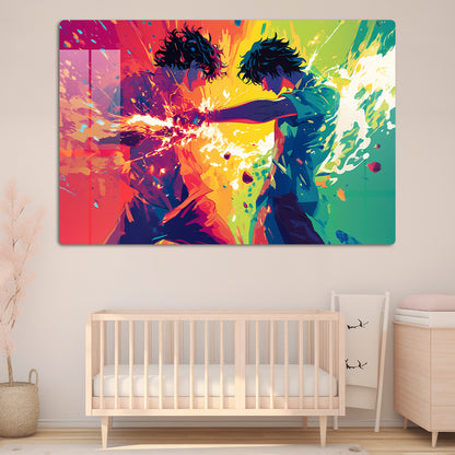 Gen Z Rival Brothers Anime Wall Art: A Fiery Rivalry