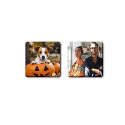 Customized Fridge Magnets Rounded Square Shape | 3x3 inch 3mm | Personalized Magnets for Refrigerator, Office, Locker | Decorative Magnetic Stickers for Home & Gifting | Set of 2