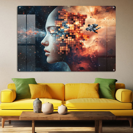 Abstract Checker Face Wall Art: A Playful and Modern Piece