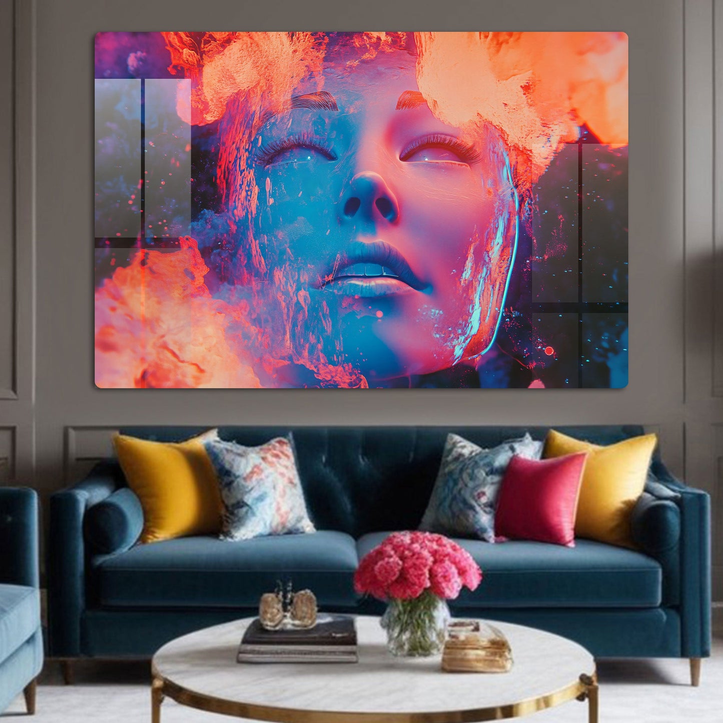 Abstract Colorful Face Wall Art: A Vibrant and Expressive Piece