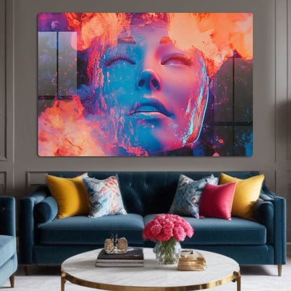 Abstract Colorful Face Wall Art: A Vibrant and Expressive Piece