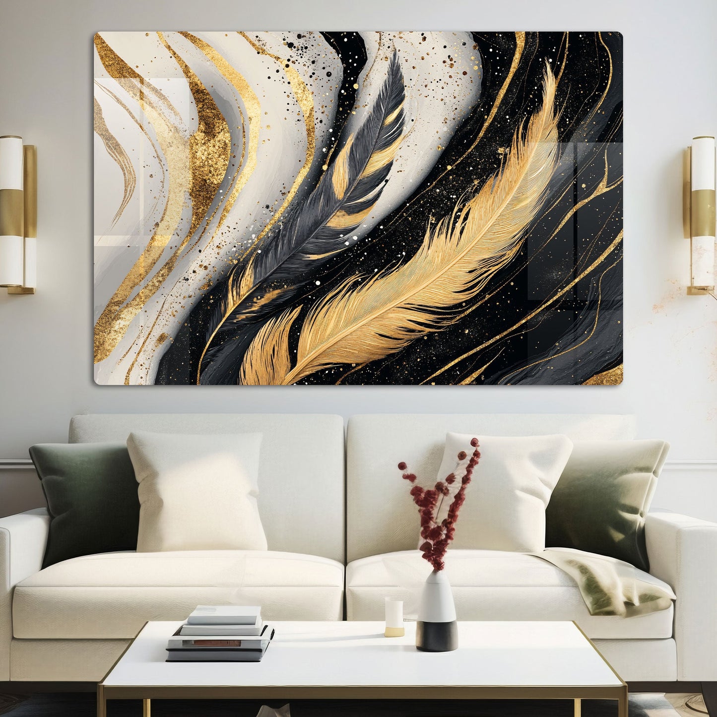 Abstract Feathers in Motion Wall Art: A Dynamic and Serene Piece