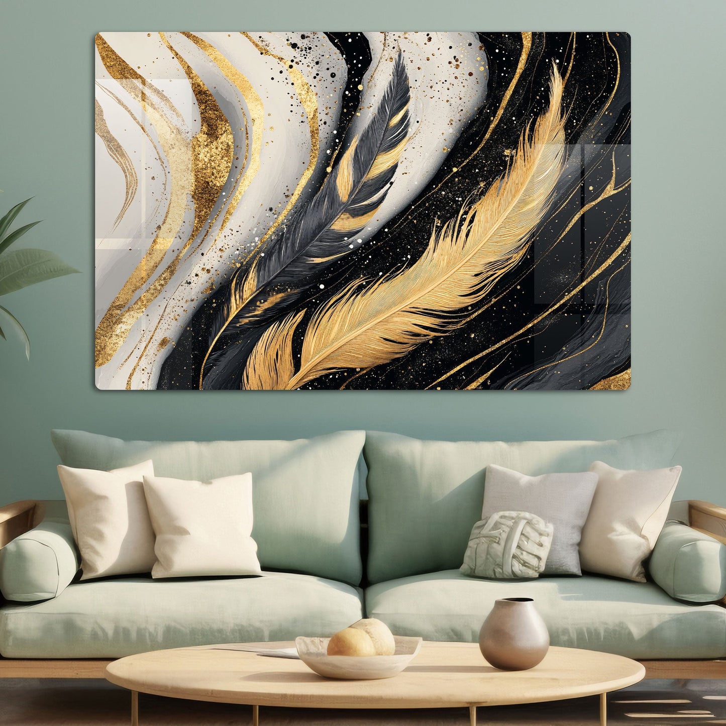 Abstract Feathers in Motion Wall Art: A Dynamic and Serene Piece