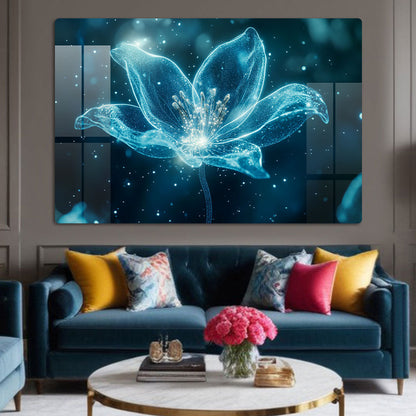 Abstract Fluorescent Flower Wall Art: A Vibrant and Energetic Piece