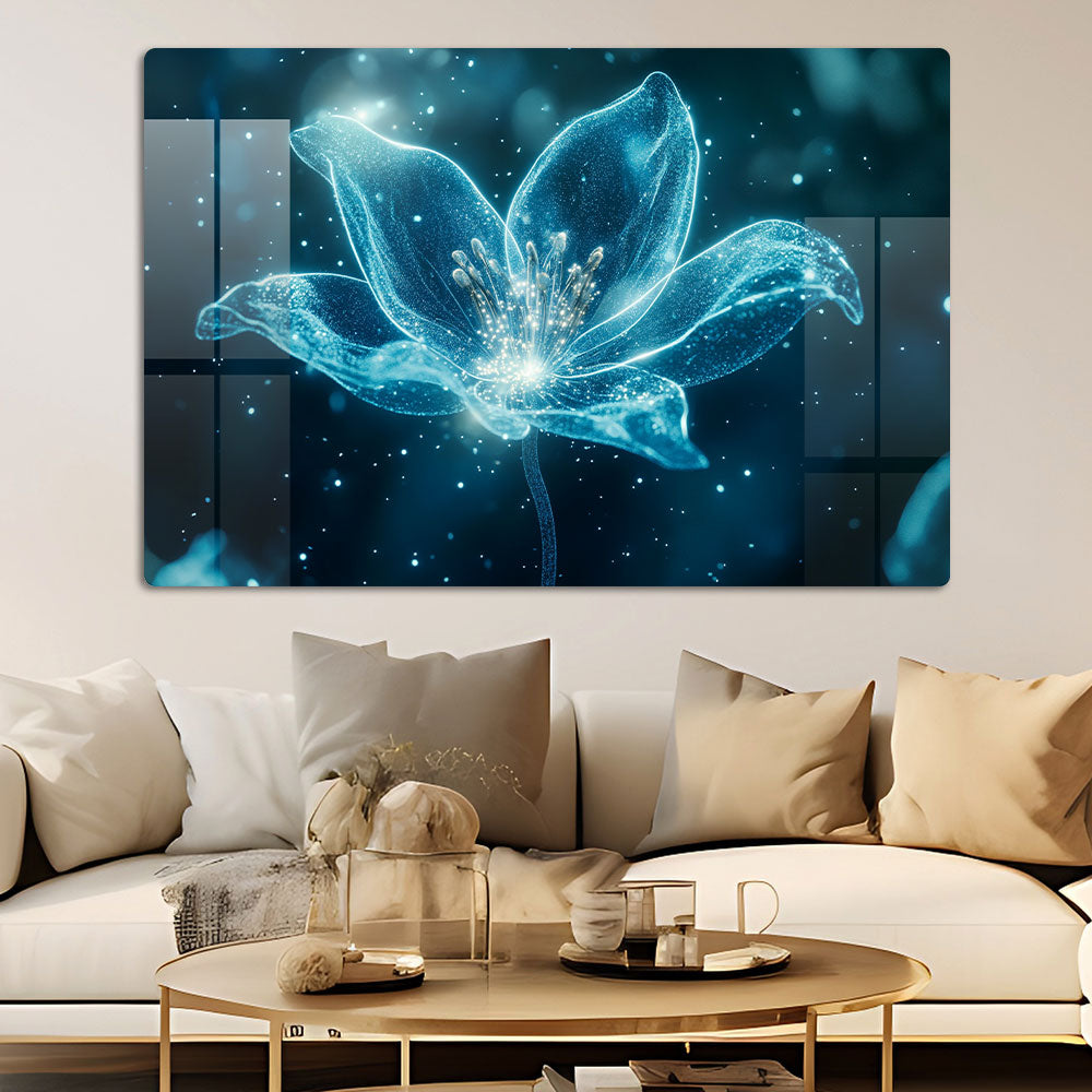 Abstract Fluorescent Flower Wall Art: A Vibrant and Energetic Piece