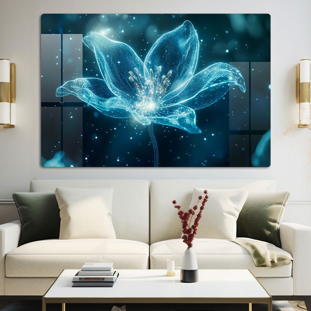 Abstract Fluorescent Flower Wall Art: A Vibrant and Energetic Piece