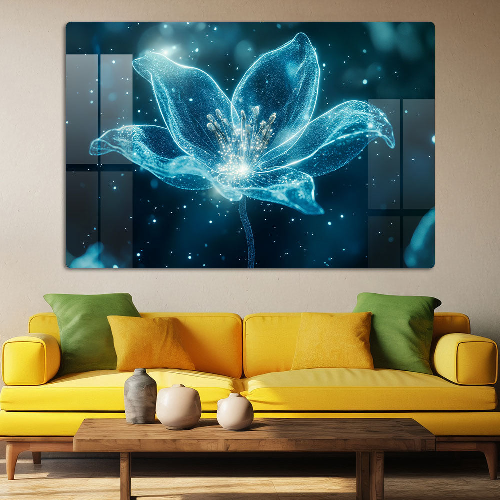 Abstract Fluorescent Flower Wall Art: A Vibrant and Energetic Piece