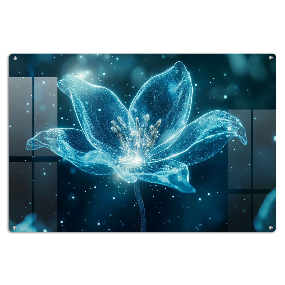 Abstract Fluorescent Flower Wall Art: A Vibrant and Energetic Piece