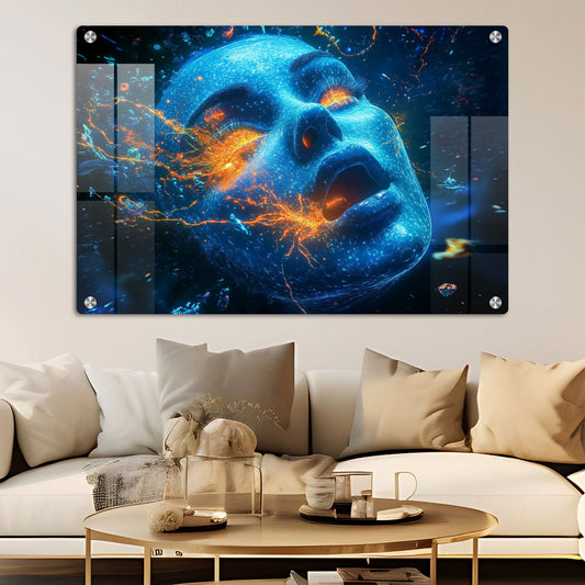 Abstract Galaxy Face Wall Art: A Cosmic and Intriguing Piece