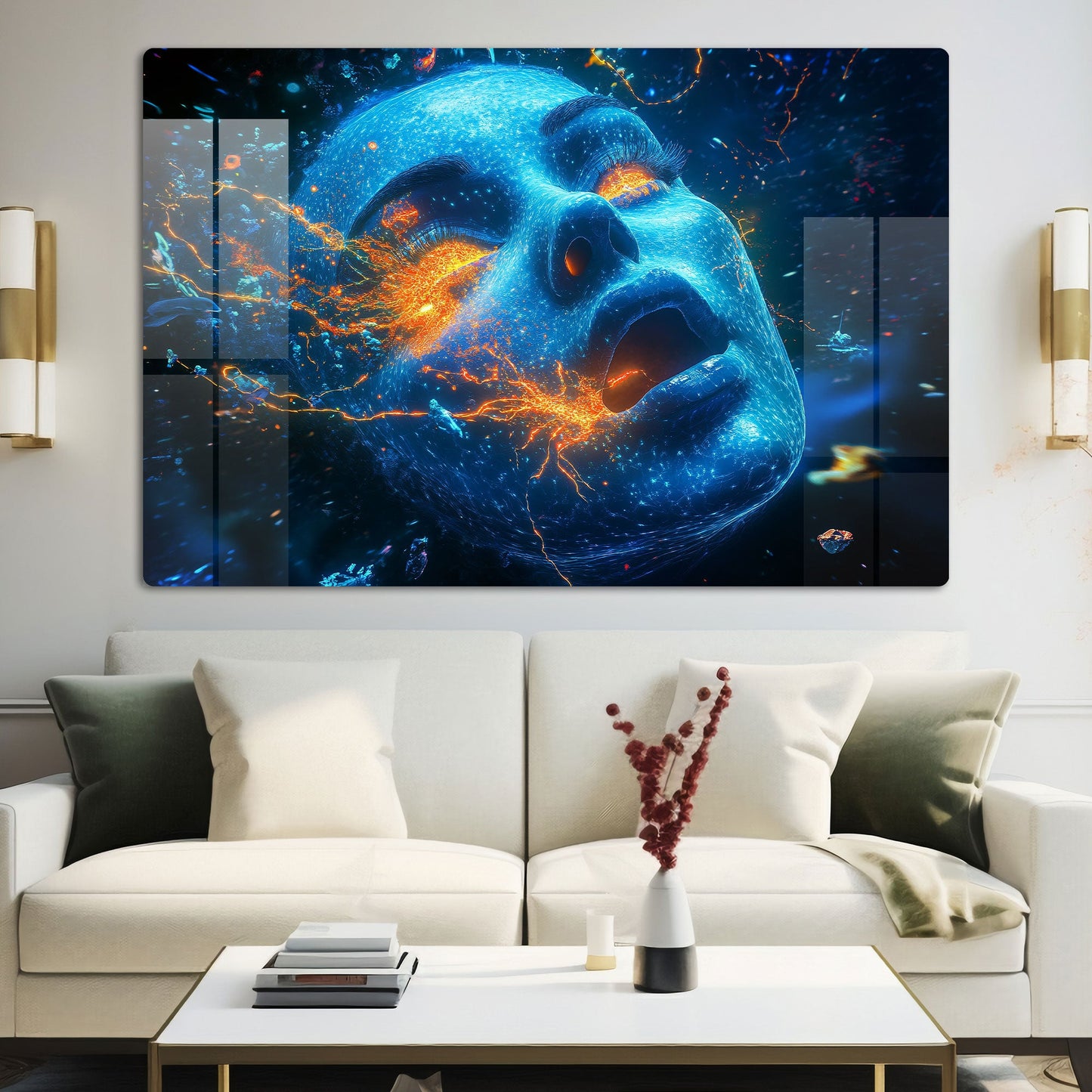 Abstract Galaxy Face Wall Art: A Cosmic and Intriguing Piece