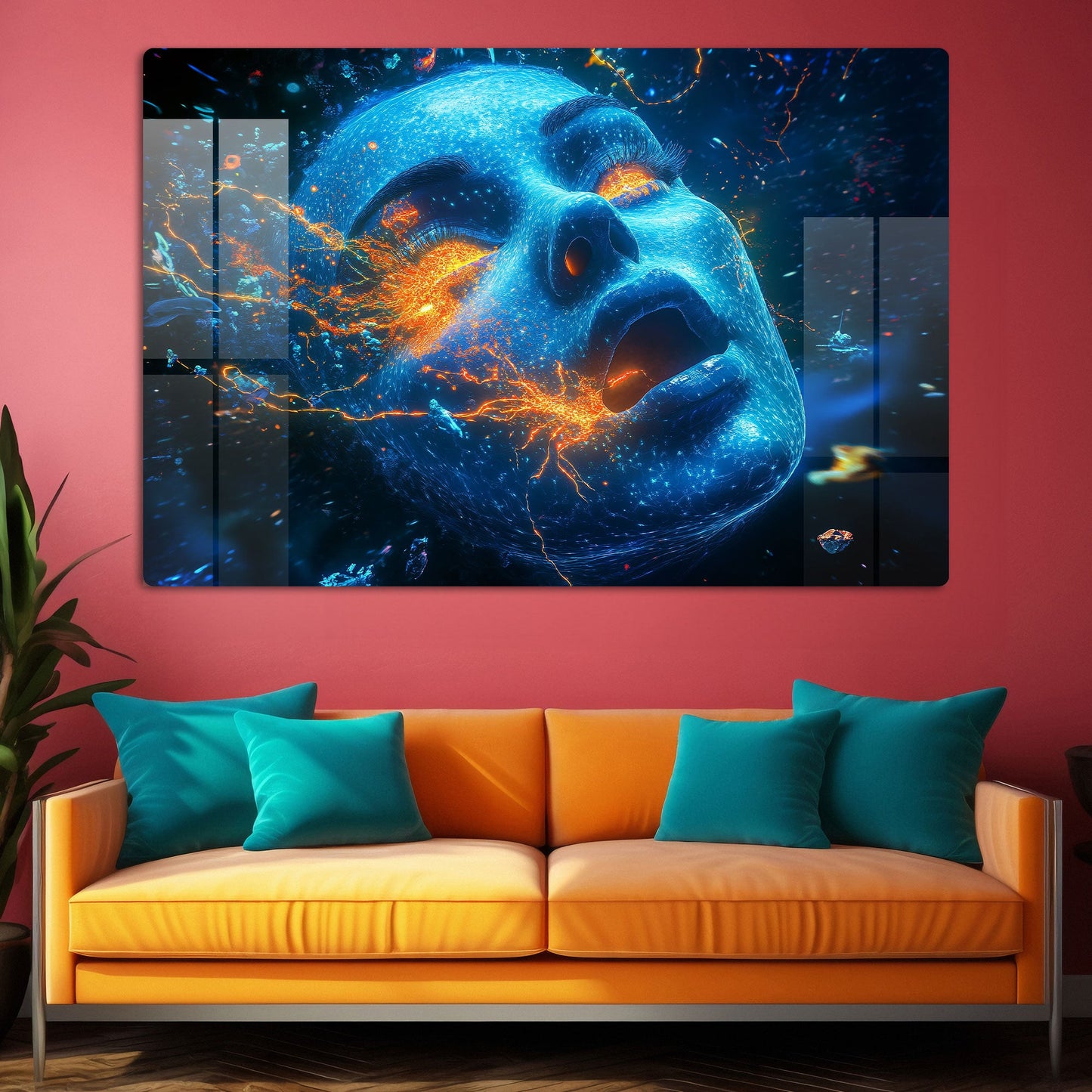 Abstract Galaxy Face Wall Art: A Cosmic and Intriguing Piece