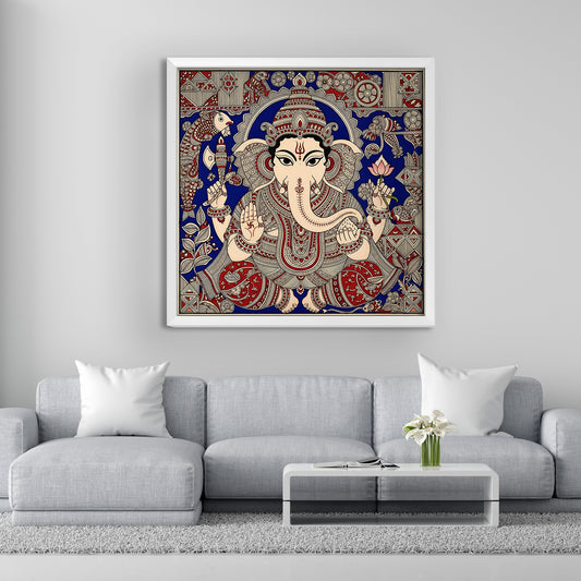 ganesha madhubani painting, lord ganesha wall frame, madhubani art ganpati, ganesha acrylic wall hanging, ganpati pooja room decor, ganesh chaturthi decor