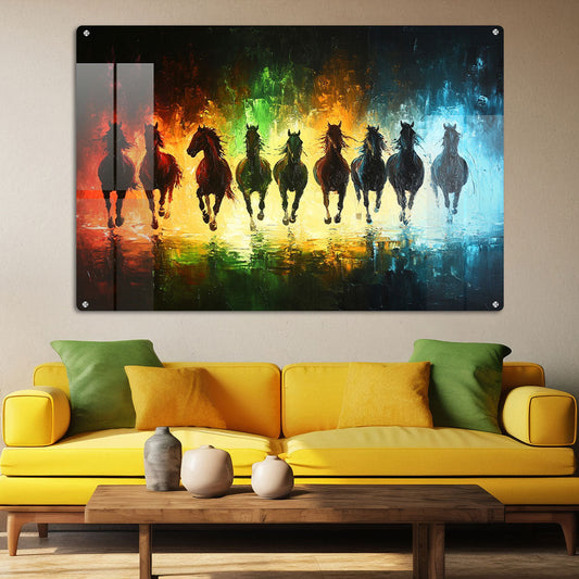 Abstract Glowing Horses Wall Art: A Dynamic and Ethereal Piece