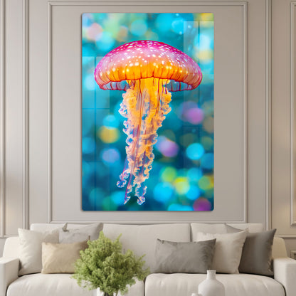 Abstract Glowing Jellyfish Wall Art: A Serene and Ethereal Piece
