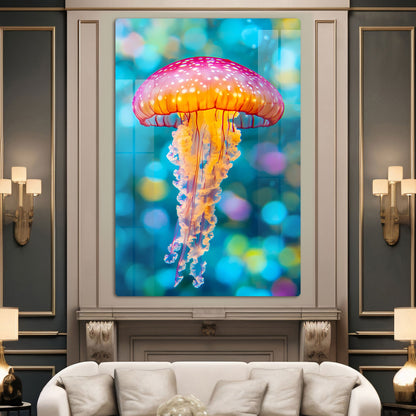 Abstract Glowing Jellyfish Wall Art: A Serene and Ethereal Piece