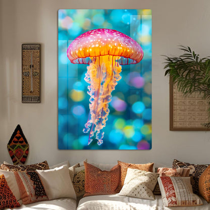 Abstract Glowing Jellyfish Wall Art: A Serene and Ethereal Piece