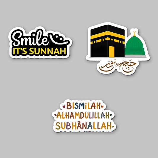Islamic Acrylic Fridge Magnets Set of 3 | 3x3 Kaaba, Masjid Nabawi & Islamic Quotes | Strong Decorative Refrigerator Magnets for Home, Kitchen & Muslim Gifts
