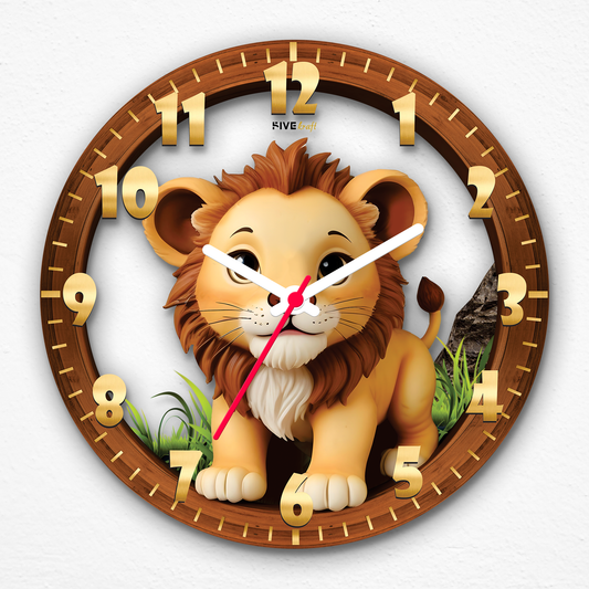 Unleash Your Child's Inner Roar with the Lion Cartoon Wall Clock!