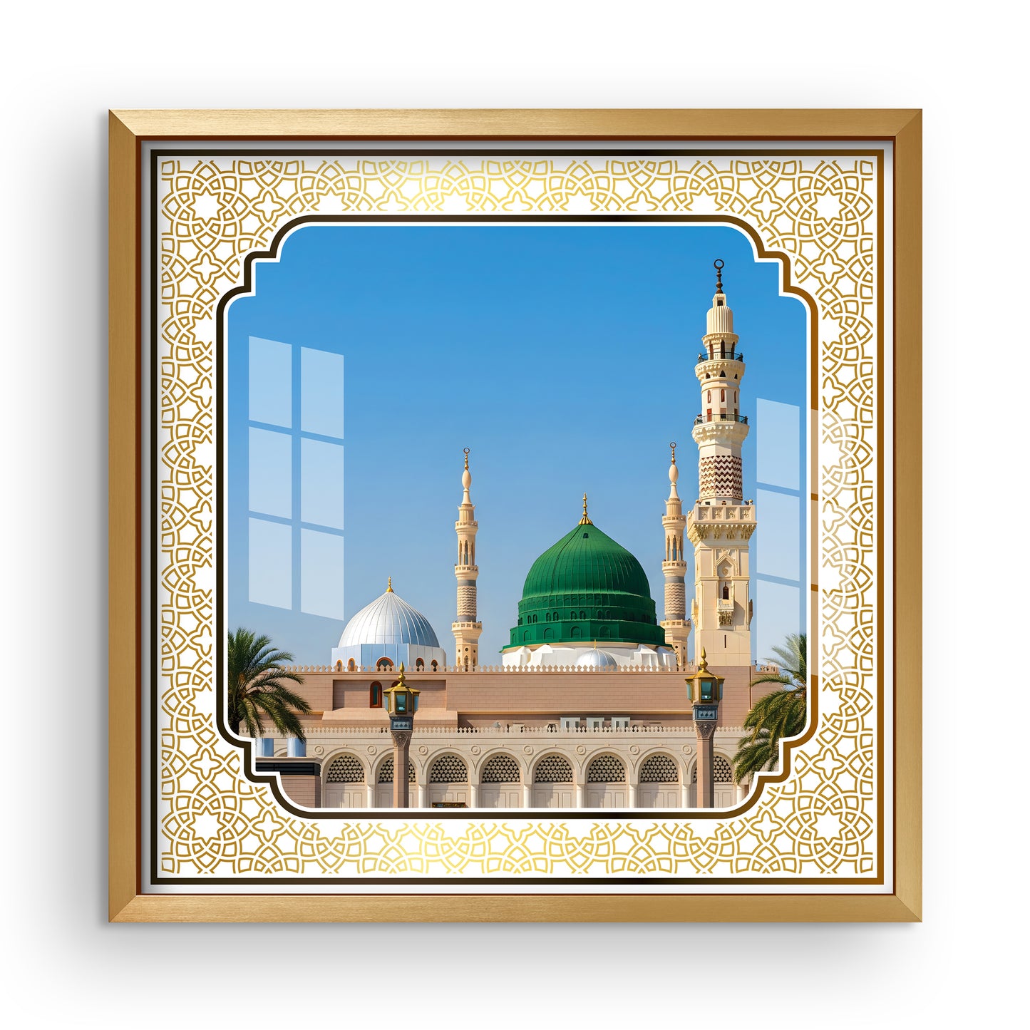 Luxury Makkah Kaaba Sharif Islamic UV Print Wall Art | Premium Golden Frame Acrylic Painting for Home, Mosque & Office Decor | Spiritual Hajj & Umrah Gift