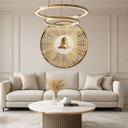 Five Kraft Premium Om Namah Shivay Lord Shiva Round Wall Art | 3D Mirror Golden & White Acrylic | Spiritual Hindu Decor for Home, Living Room, Entrance & Puja Room (24x24 Inches)