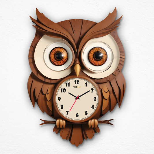 Unleash the Cuteness with the Owl Cartoon Wall Clock for Kids' Rooms