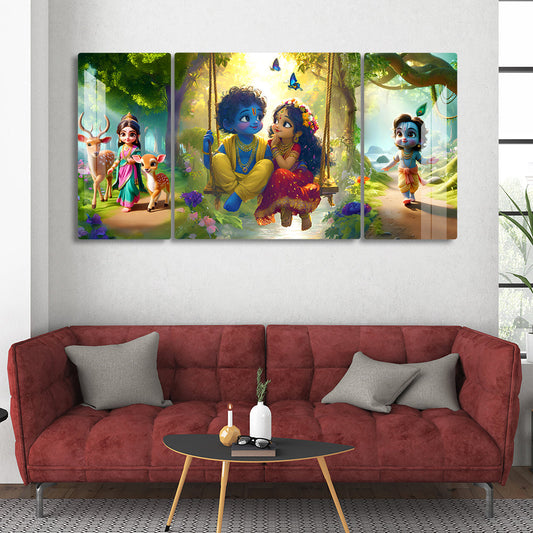 Radha Krishna wall art Hindu god painting Spiritual wall decor Meditation room art Radha Krishna with peacock painting Radha Krishna love story art